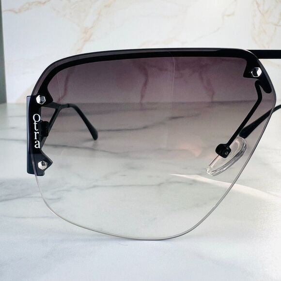 OTRA Mimi Aviator Sunglasses Black Metal Frame Purple Graduated Lens 100% UV - Picture 6 of 13